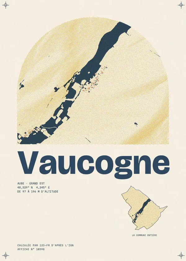 Affiche de Vaucogne, calculée par 123-fr d'après l'IGN