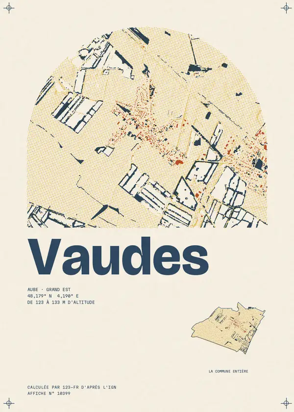 Affiche de Vaudes, calculée par 123-fr d'après l'IGN