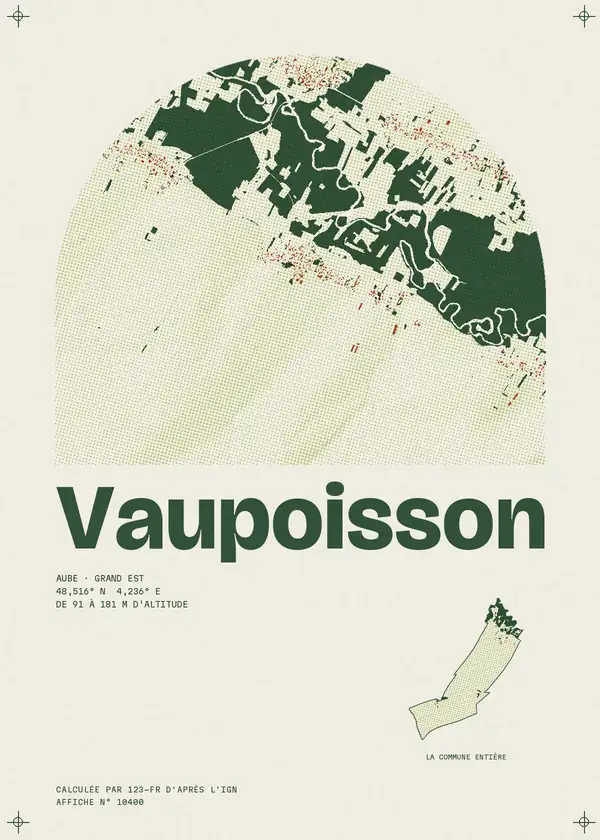 Affiche de Vaupoisson, calculée par 123-fr d'après l'IGN