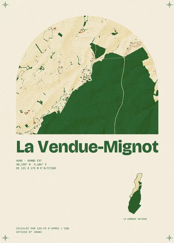 Affiche de La Vendue-Mignot, calculée par 123-fr d'après l'IGN