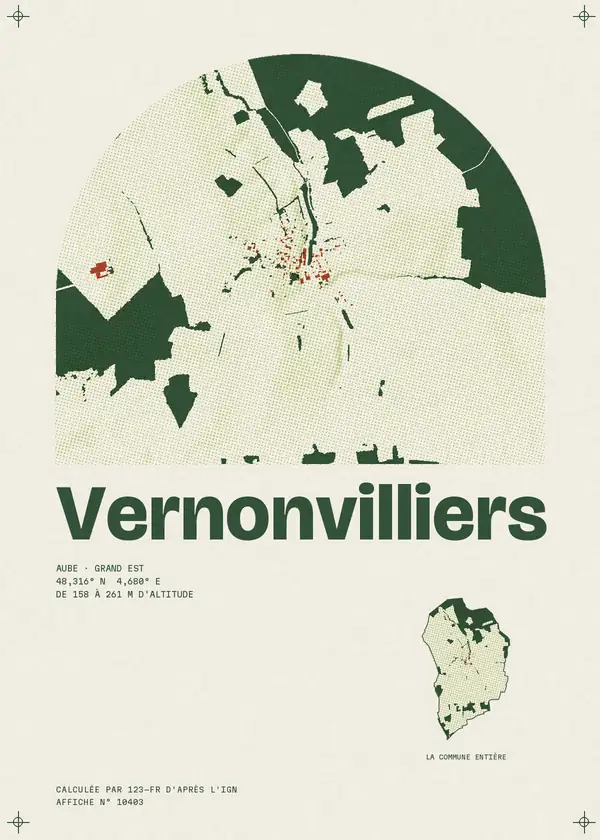 Affiche de Vernonvilliers, calculée par 123-fr d'après l'IGN