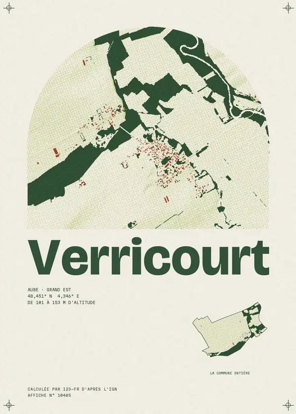 Affiche de Verricourt, calculée par 123-fr d'après l'IGN
