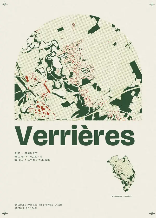 Affiche de Verrières, calculée par 123-fr d'après l'IGN