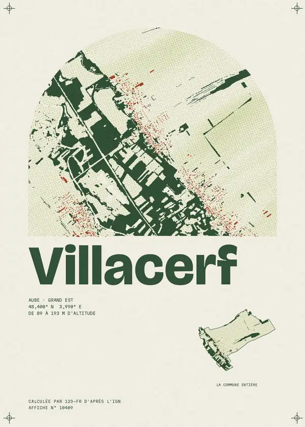Affiche de Villacerf, calculée par 123-fr d'après l'IGN