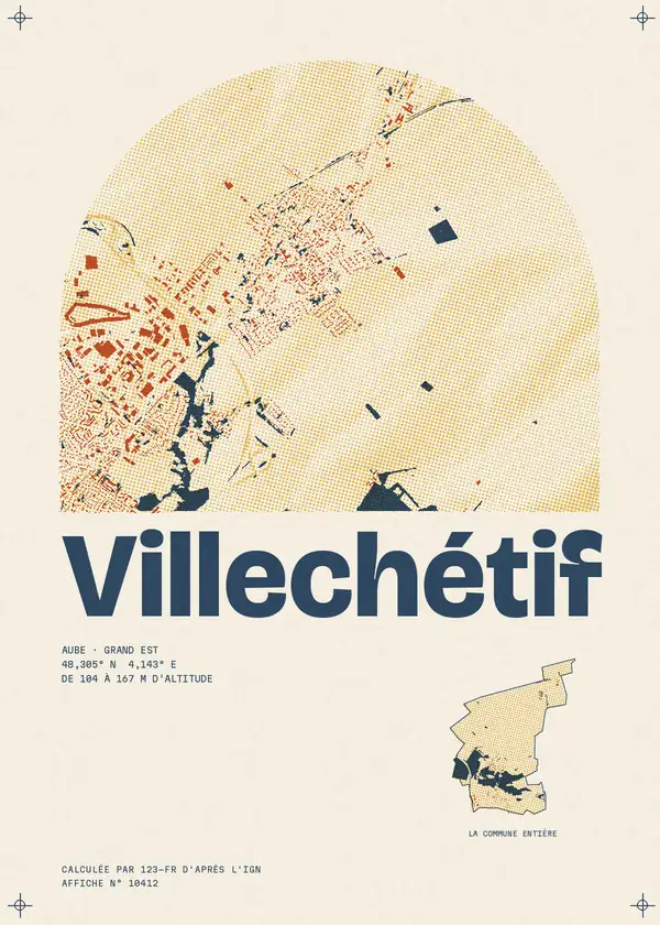 Affiche de Villechétif, calculée par 123-fr d'après l'IGN