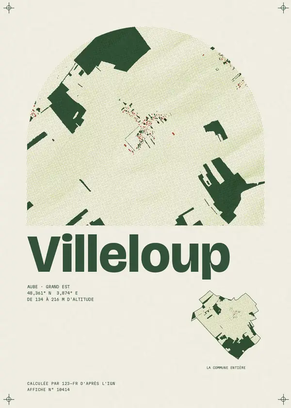 Affiche de Villeloup, calculée par 123-fr d'après l'IGN