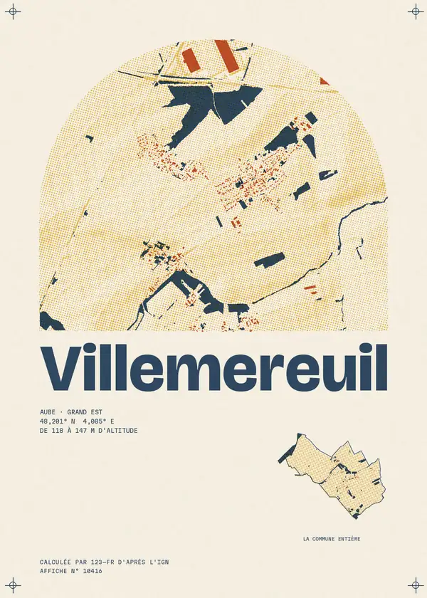 Affiche de Villemereuil, calculée par 123-fr d'après l'IGN