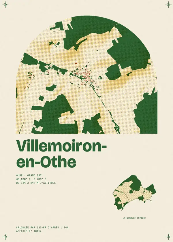 Affiche de Villemoiron-en-Othe, calculée d'après l'IGN