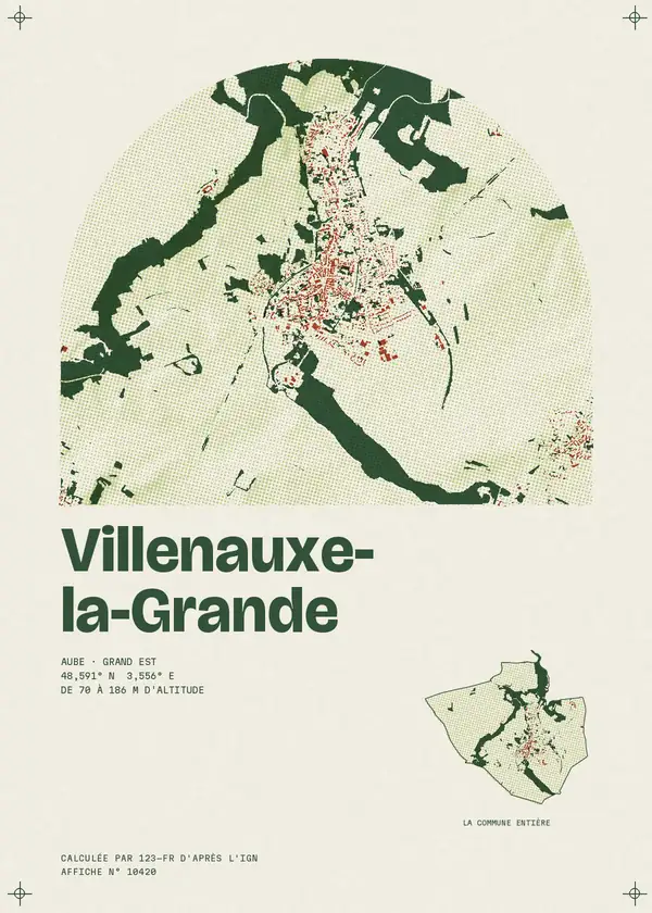 Affiche de Villenauxe-la-Grande, calculée par 123-fr d'après l'IGN