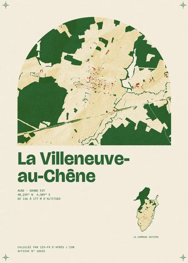Affiche de La Villeneuve-au-Chêne, calculée par 123-fr d'après l'IGN