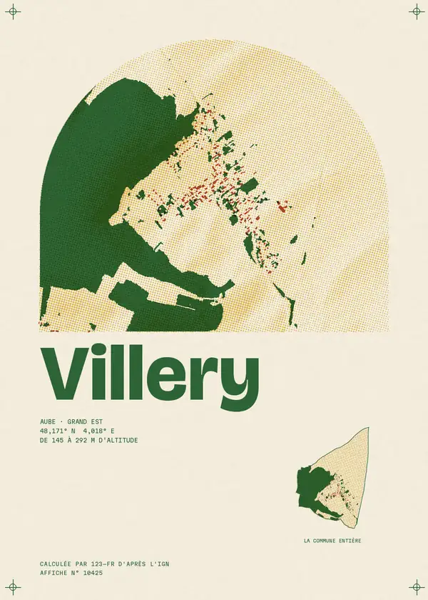 Affiche de Villery, calculée par 123-fr d'après l'IGN