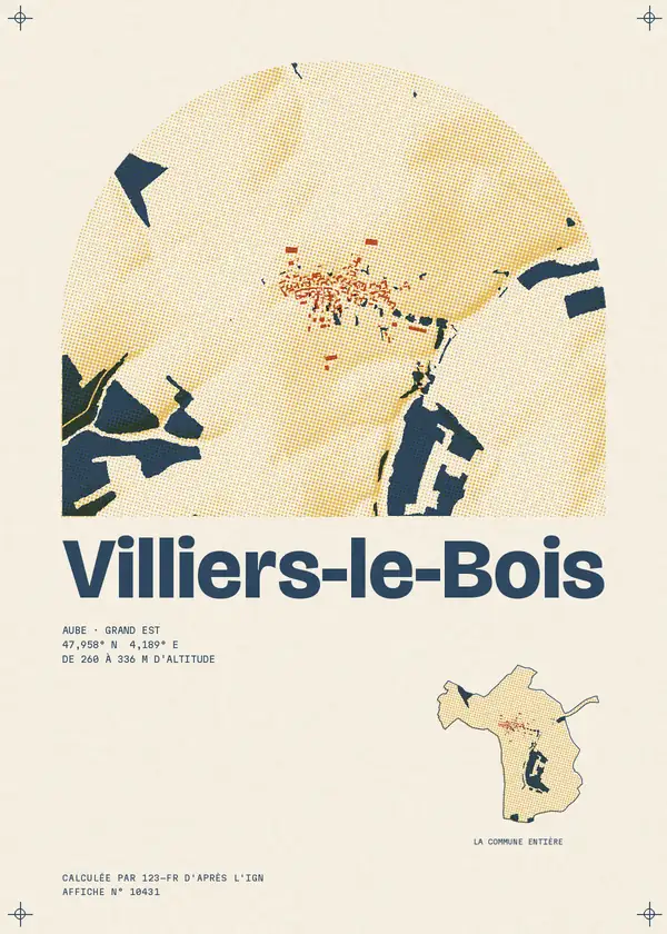 Affiche de Villiers-le-Bois, calculée par 123-fr d'après l'IGN