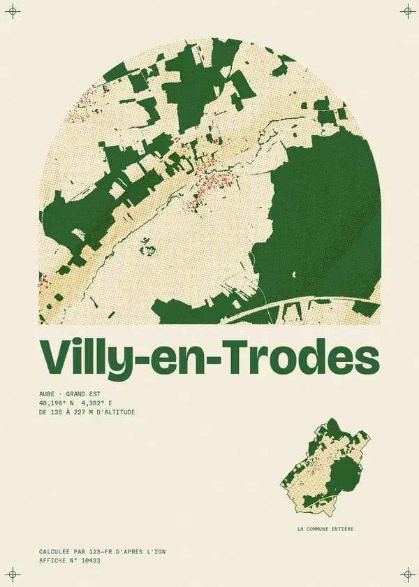 Affiche de Villy-en-Trodes, calculée par 123-fr d'après l'IGN