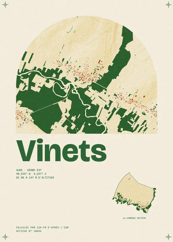 Affiche de Vinets, calculée par 123-fr d'après l'IGN