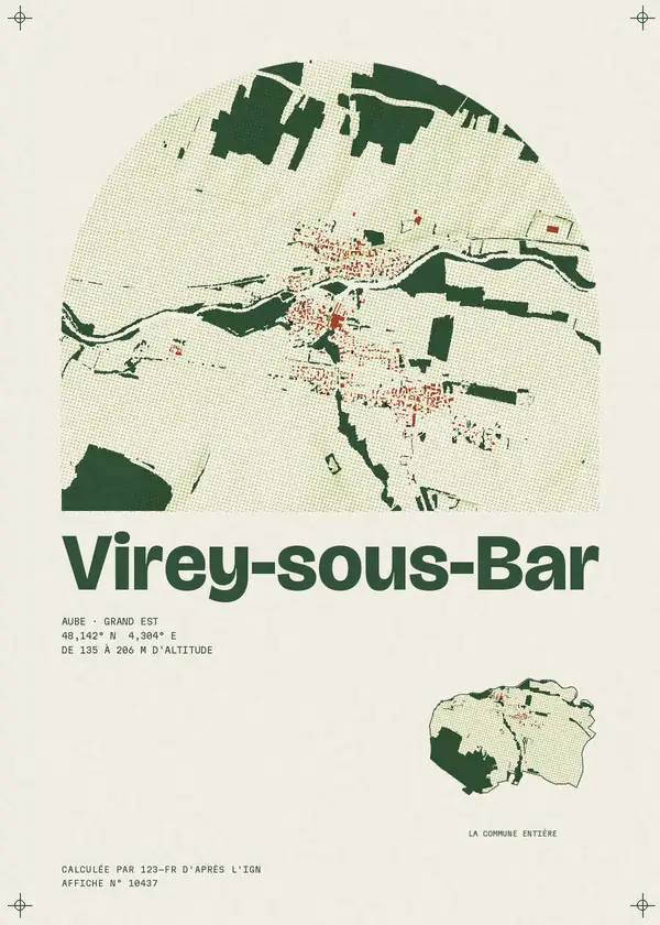Affiche de Virey-sous-Bar, calculée par 123-fr d'après l'IGN