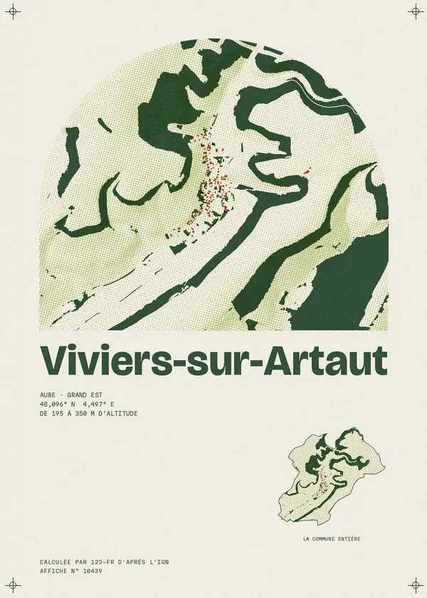 Affiche de Viviers-sur-Artaut, calculée par 123-fr d'après l'IGN