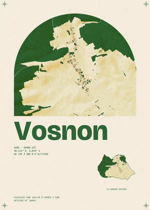 Affiche de Vosnon, calculée par 123-fr d'après l'IGN