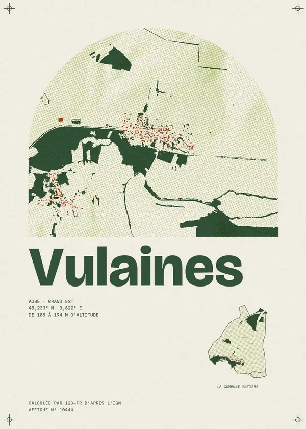 Affiche de Vulaines, calculée par 123-fr d'après l'IGN