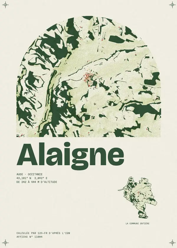 Affiche de Alaigne, calculée par 123-fr d'après l'IGN