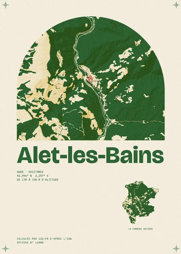 Affiche de Alet-les-Bains, calculée par 123-fr d'après l'IGN