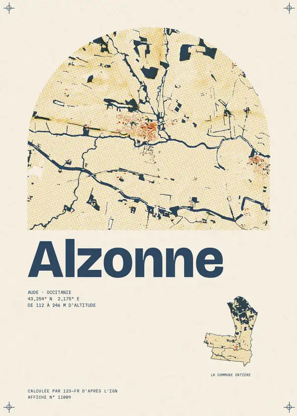Affiche de Alzonne, calculée par 123-fr d'après l'IGN