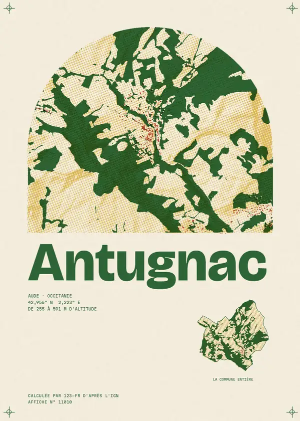 Affiche de Antugnac, calculée par 123-fr d'après l'IGN