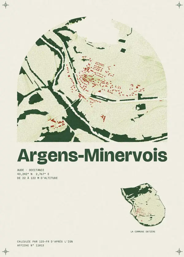 Affiche de Argens-Minervois, calculée par 123-fr d'après l'IGN