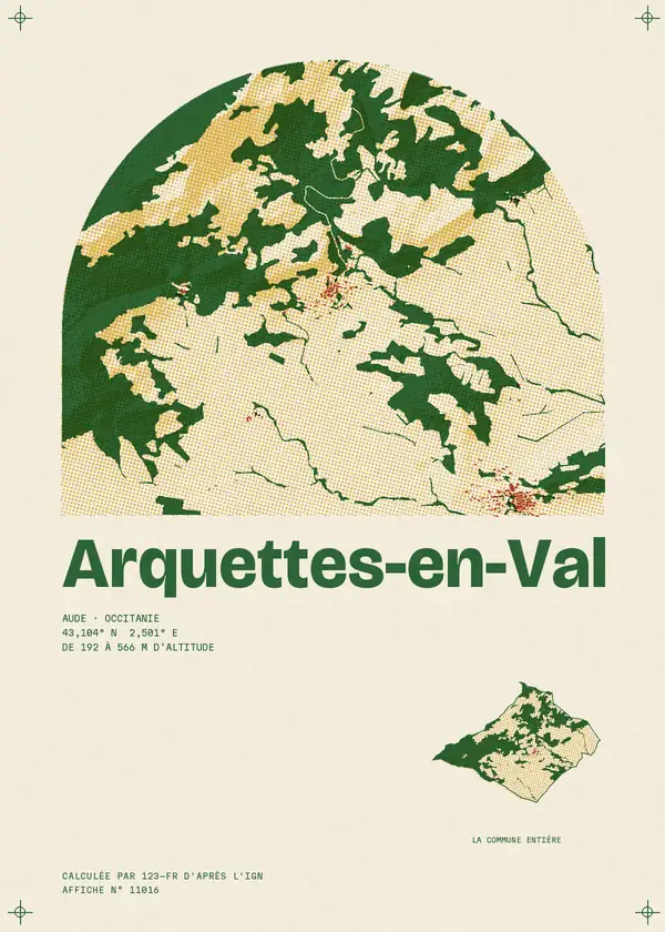 Affiche de Arquettes-en-Val, calculée par 123-fr d'après l'IGN