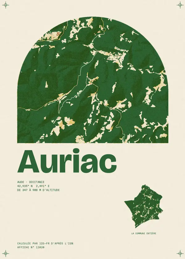 Affiche de Auriac, calculée par 123-fr d'après l'IGN