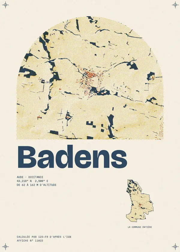 Affiche de Badens, calculée par 123-fr d'après l'IGN