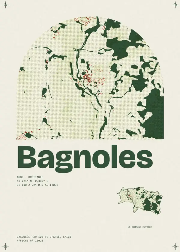 Affiche de Bagnoles, calculée par 123-fr d'après l'IGN