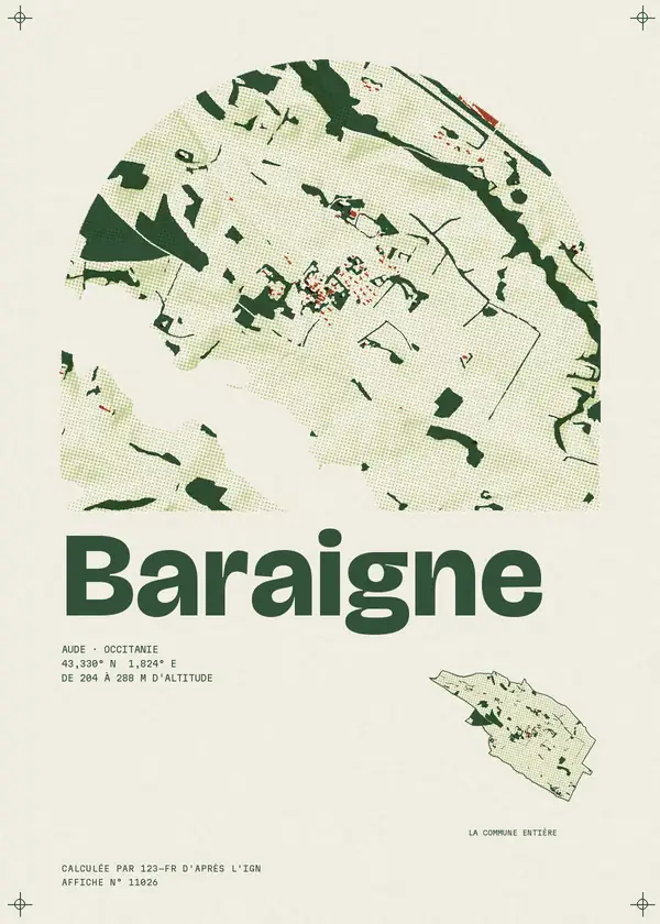 Affiche de Baraigne, calculée par 123-fr d'après l'IGN