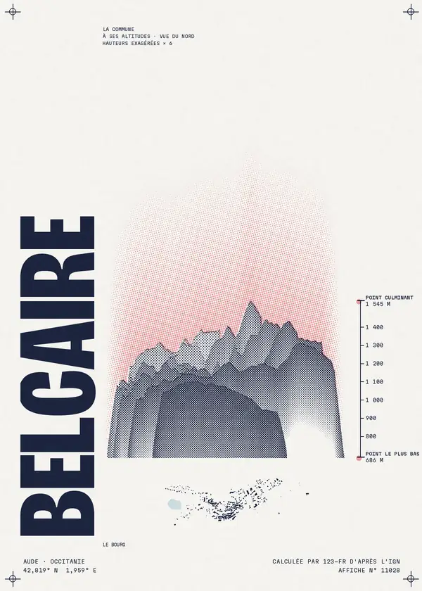 Affiche de Belcaire, calculée par 123-fr d'après l'IGN