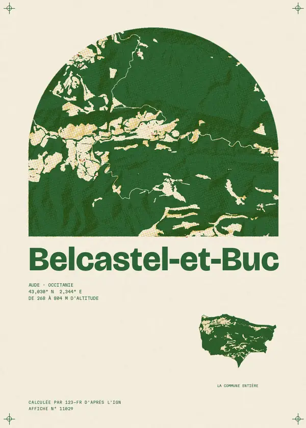Affiche de Belcastel-et-Buc, calculée par 123-fr d'après l'IGN