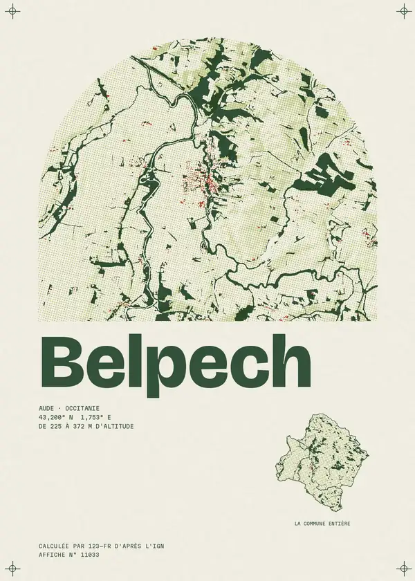 Affiche de Belpech, calculée par 123-fr d'après l'IGN