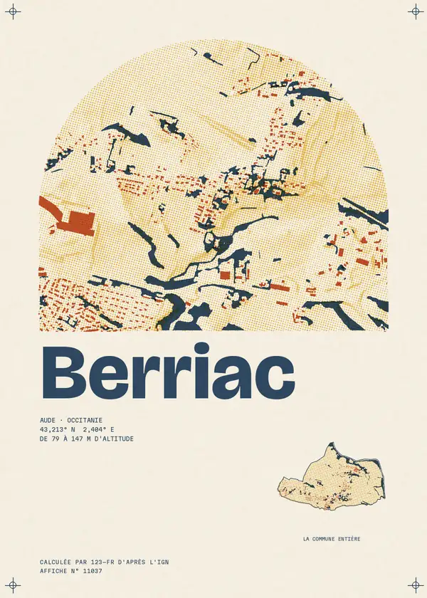 Affiche de Berriac, calculée par 123-fr d'après l'IGN