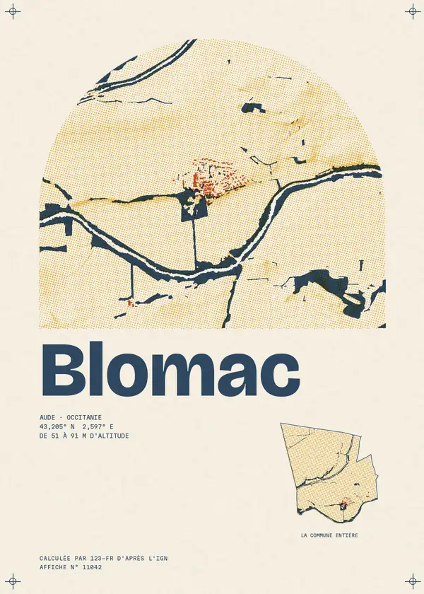 Affiche de Blomac, calculée par 123-fr d'après l'IGN