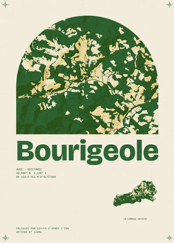 Affiche de Bourigeole, calculée par 123-fr d'après l'IGN