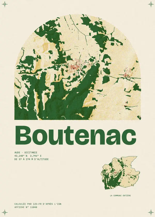 Affiche de Boutenac, calculée par 123-fr d'après l'IGN