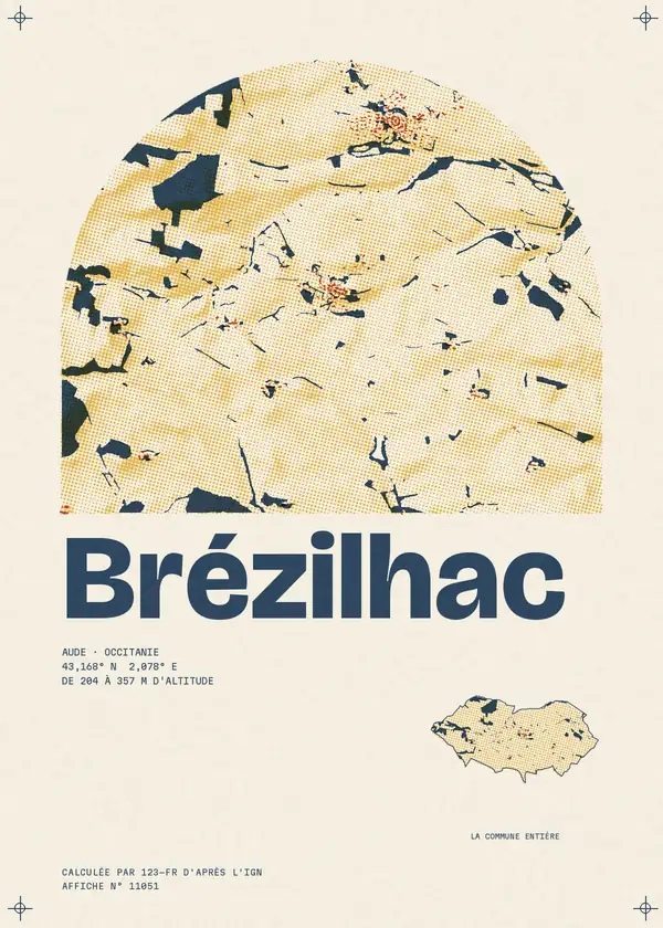Affiche de Brézilhac, calculée par 123-fr d'après l'IGN