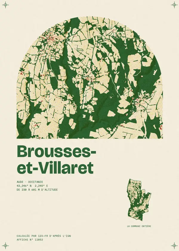 Affiche de Brousses-et-Villaret, calculée par 123-fr d'après l'IGN