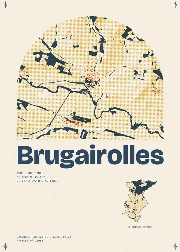 Affiche de Brugairolles, calculée par 123-fr d'après l'IGN