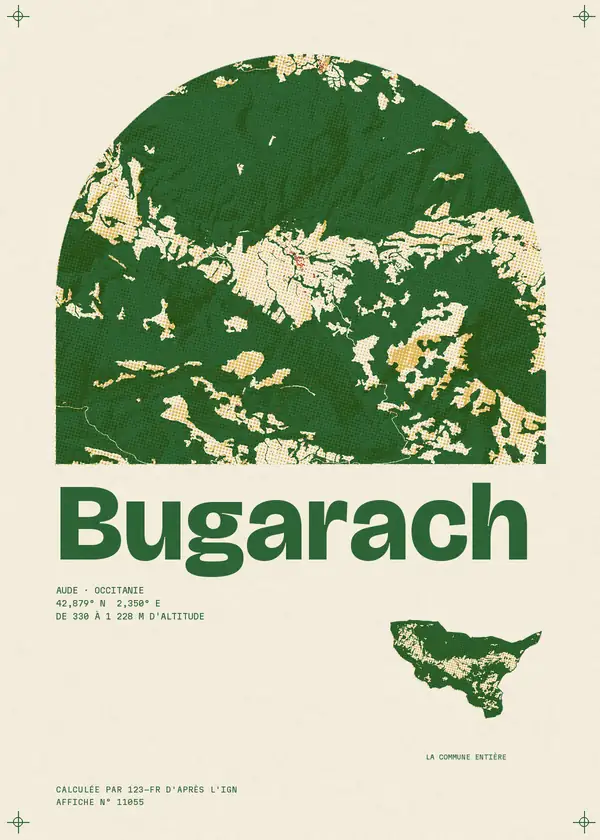 Affiche de Bugarach, calculée par 123-fr d'après l'IGN