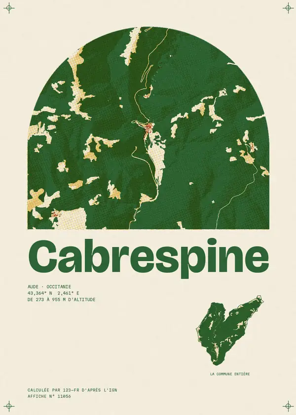 Affiche de Cabrespine, calculée par 123-fr d'après l'IGN