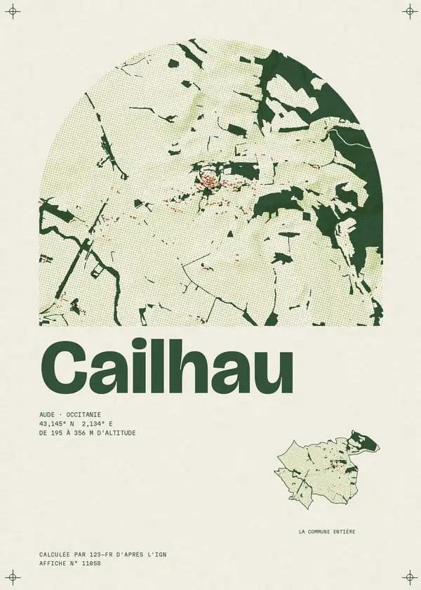 Affiche de Cailhau, calculée par 123-fr d'après l'IGN