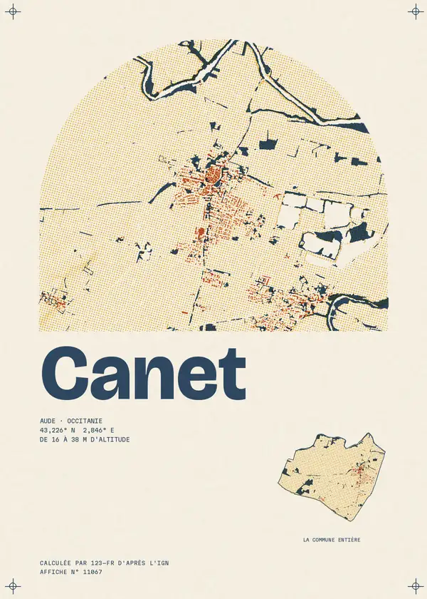 Affiche de Canet, calculée par 123-fr d'après l'IGN