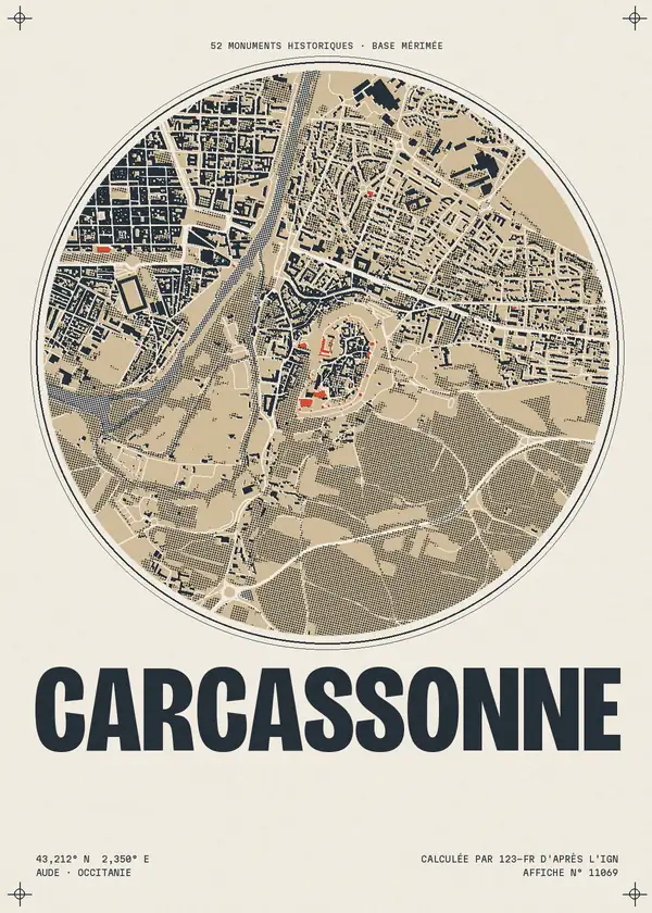Affiche de Carcassonne, calculée par 123-fr d'après l'IGN
