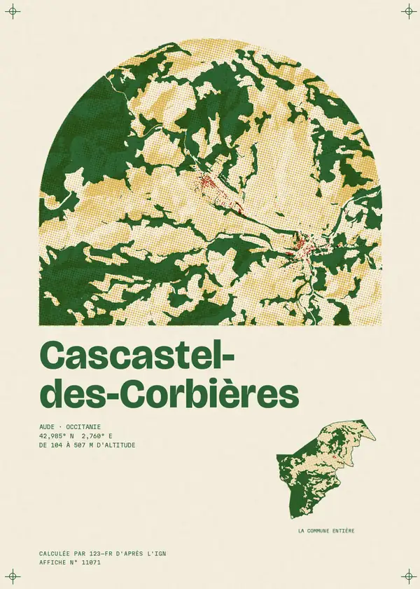 Affiche de Cascastel-des-Corbières, calculée par 123-fr d'après l'IGN
