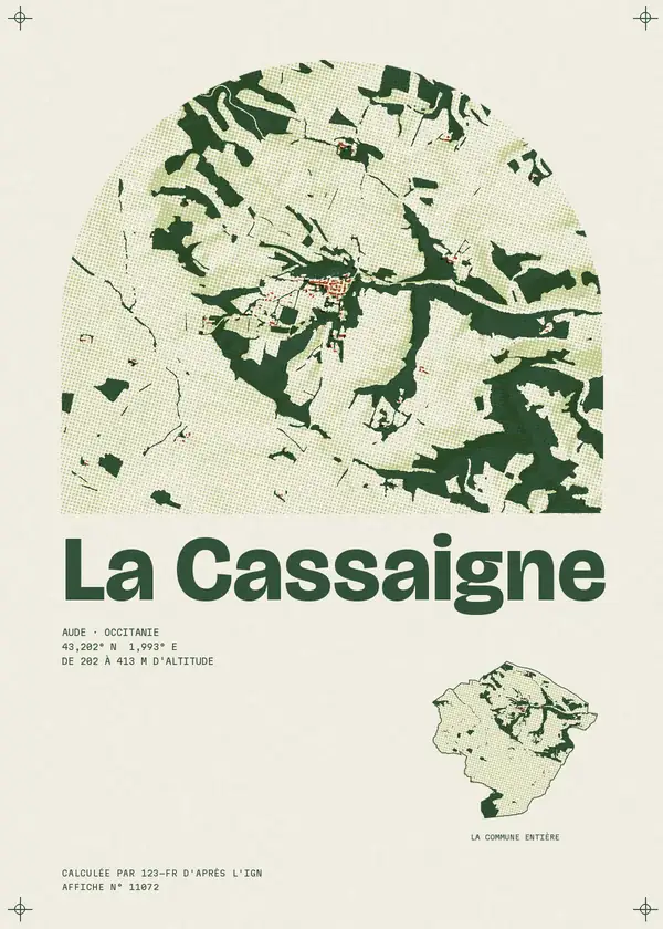 Affiche de La Cassaigne, calculée par 123-fr d'après l'IGN