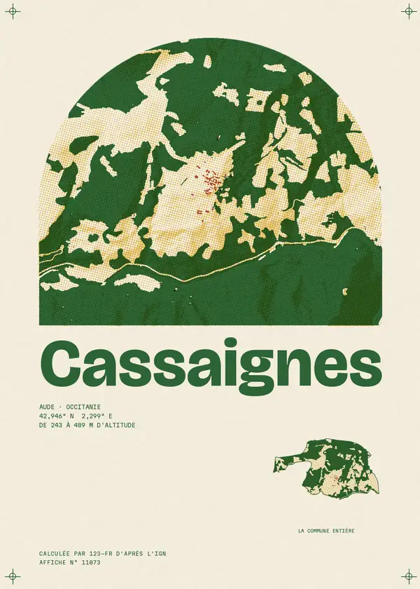 Affiche de Cassaignes, calculée par 123-fr d'après l'IGN